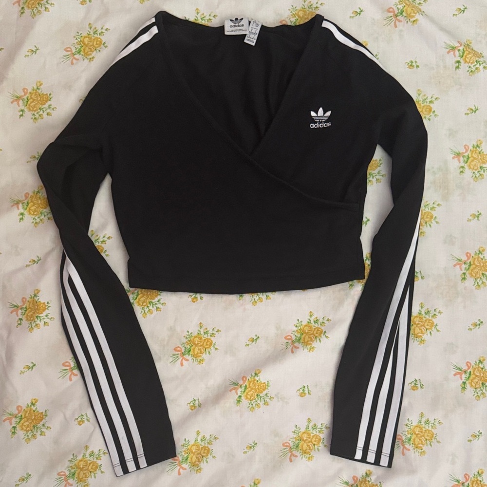 Adidas Women's Long Sleeve Faux Wrap Crop Top